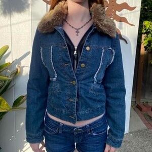 Y2K DOLLHOUSE FUR DENIM JACKET